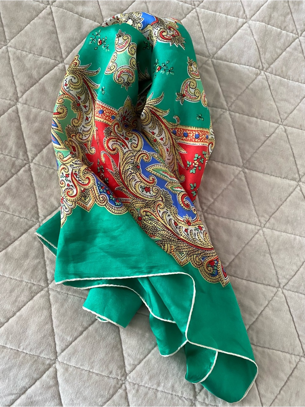 Vintage made in USA 100% silk scarf head scarf neck scarf bag scarf